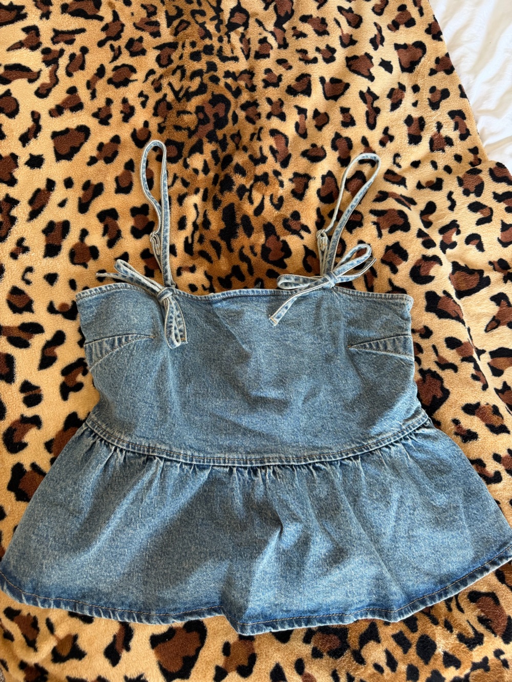 Target Denim Tie-Strap Women's Top - Light Blue